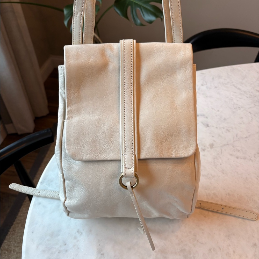 HOBO Bridge Leather Convertible Backpack Crossbody Latte Cream